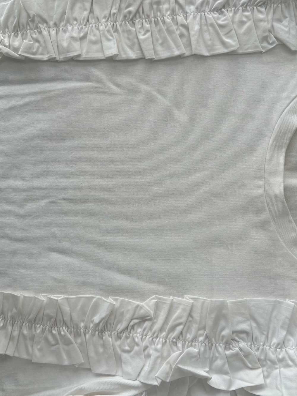 Women’s White Ruffle Trim Top